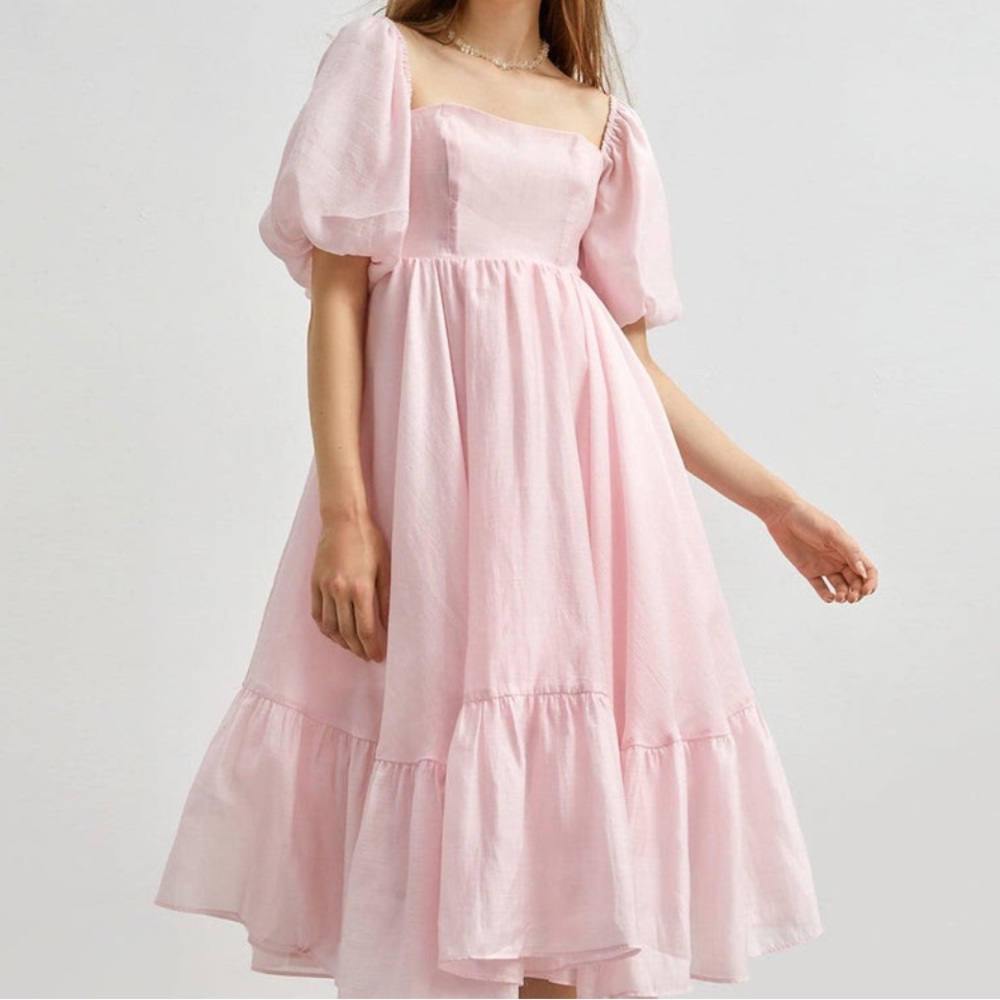 Princess Pink Puff Sleeve Dress